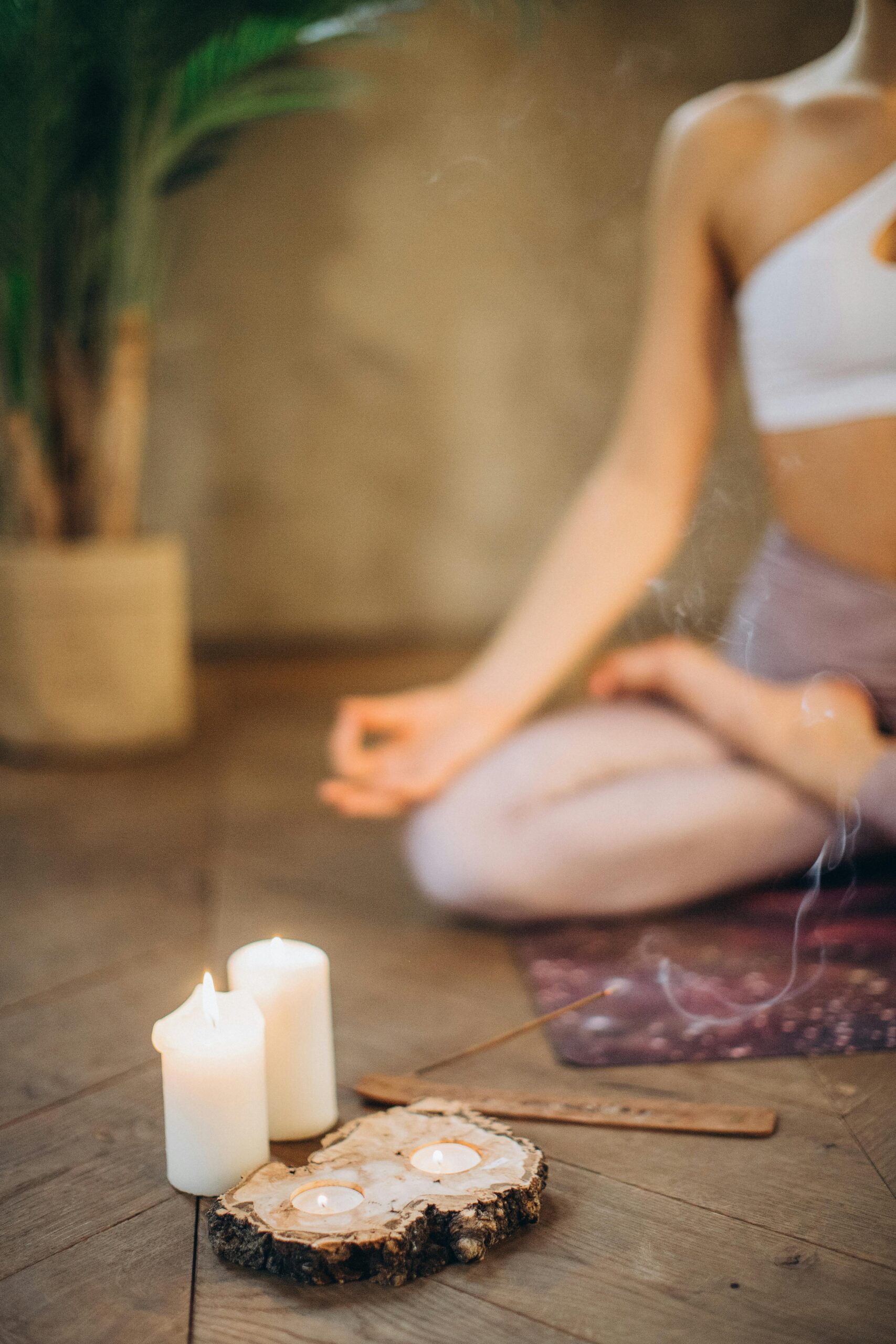 A woman meditating